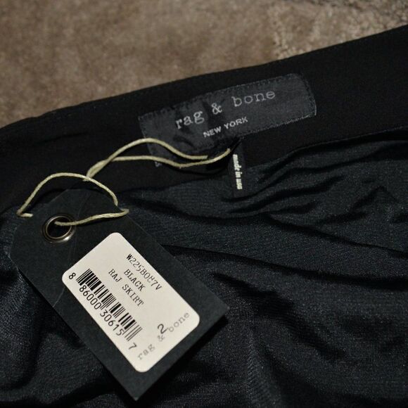 NWT Rag & Bone Raj Black Asymmetric Skirt Sz 2 - Picture 4 of 6